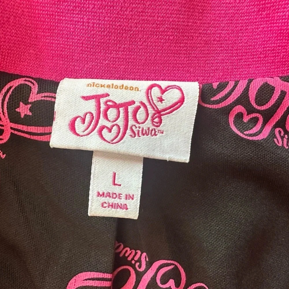 JoJo Siwa Pink and Silver Metallic Glittery Moto Jacket with Bow size Large